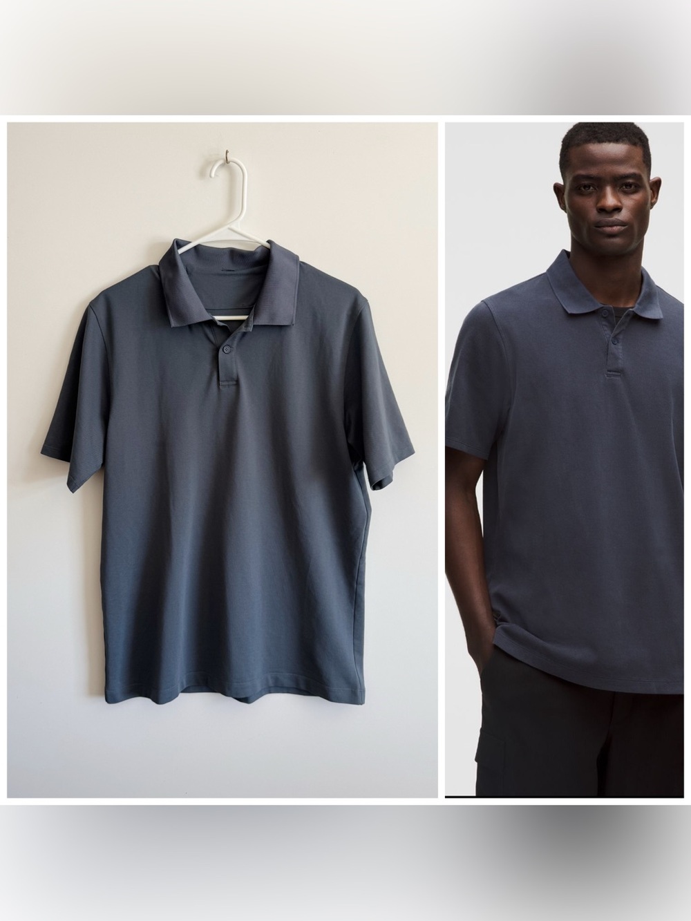LULULEMON Men's Cotton Pique Short Sleeve Polo Shirt Nightmoth S Small